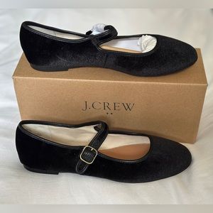 JCrew Black Velvet Mary Jane Flats, Size 8 - *NEW IN BOX*